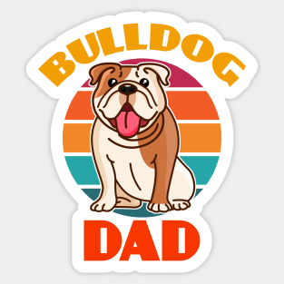 Bulldog Dad Dog Fathers Day puppy Lover Cute Sunser Retro Funny Sticker